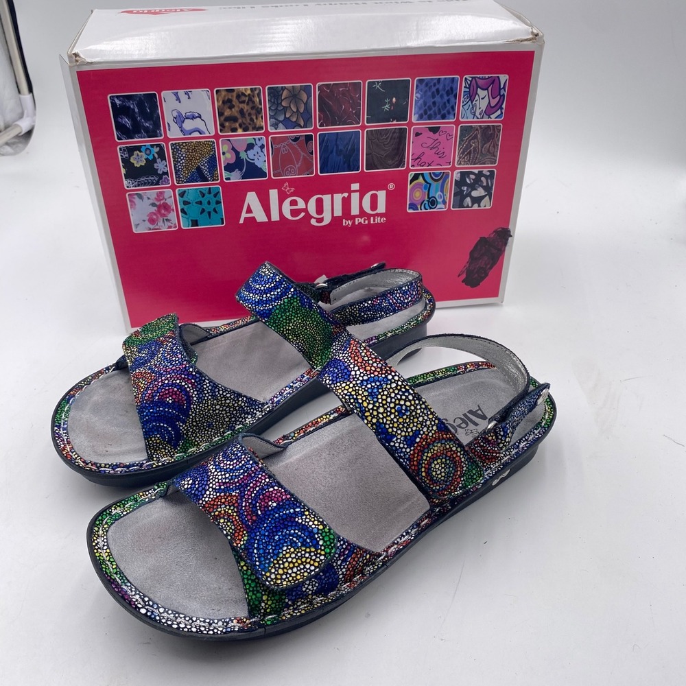 Alegria Verona Sandals Women 40 Multi Mosaic Leather Comfort Slingback VER-387
